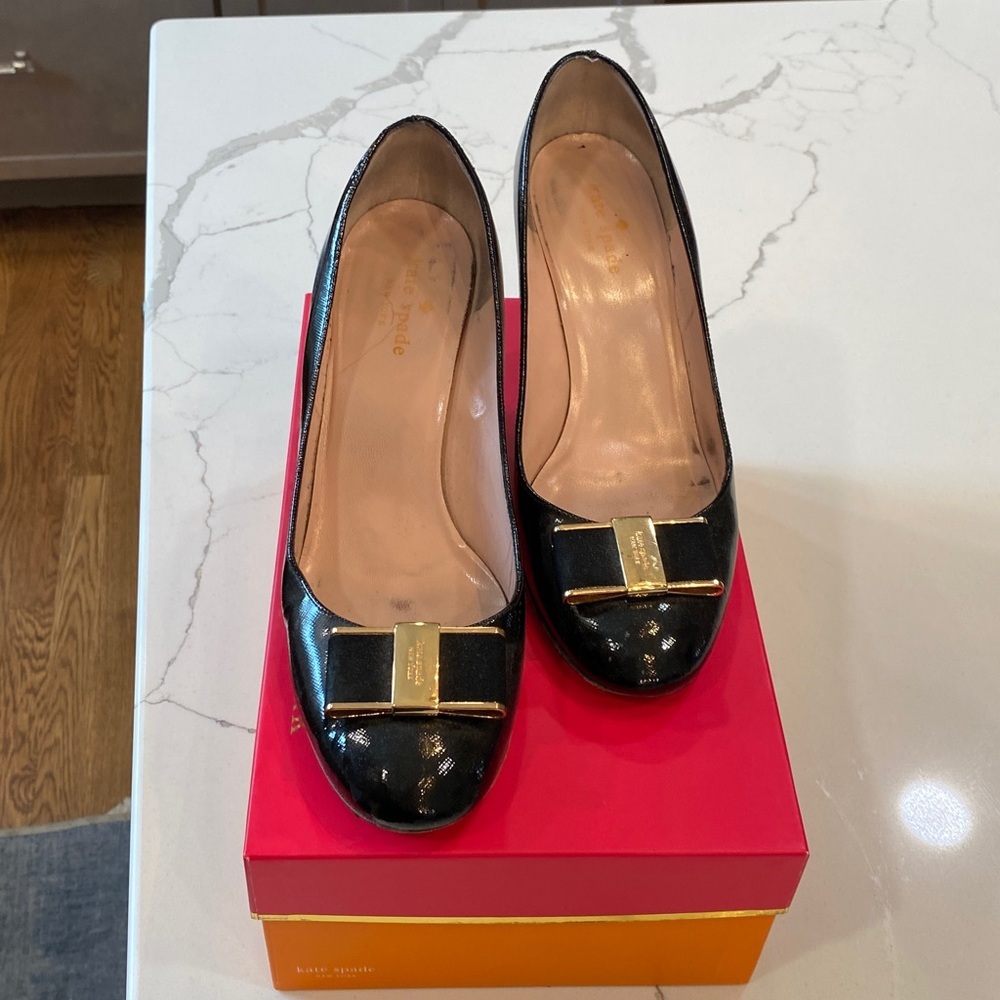 Kate Spade Black Bow Wedges